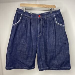 Mettle Park Men's D 36 Mettle Park 421 Selvedge Shorts Dark Blue Denim Baggy